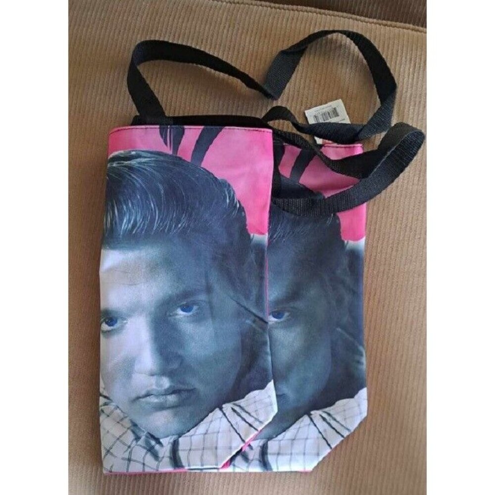 New Pink Love Me Tender Elvis Presley Tote Bag Large Shoulder Shopping Gift King - Picture 3 of 4
